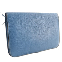 Hermes Dogon Duo Combined Wallet Leather Blue Leather Wallets Accessory (Authentic Pre-Loved)