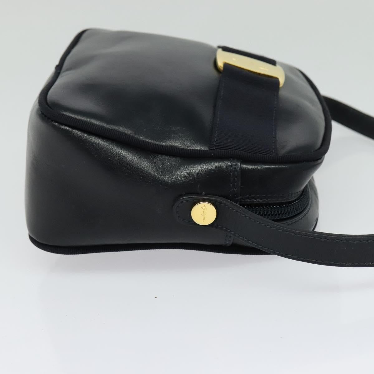 Salvatore Ferragamo Vala Shoulder Bag Leather Navy Leather Shoulder Bag Bag (Authentic Pre-Loved)
