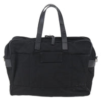 Prada Convertible Front Zip Briefcase Tessuto With Saffiano Leather Black Nylon Briefcase Bag (Authentic Pre-Loved)