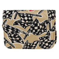 Chanel Flap Card Holder On Chain Quilted Printed Canvas Beige Nylon Shoulder Bag Bag (Authentic Pre-Loved)