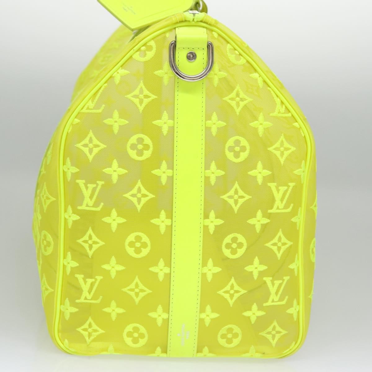 Louis Vuitton Keepall Bandouliere Bag Monogram See Through Mesh Yellow Canvas Travel Bag Bag (Pre-Loved)