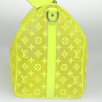 Louis Vuitton Keepall Bandouliere Bag Monogram See Through Mesh Yellow Canvas Travel Bag Bag (Pre-Loved)