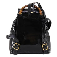 Gucci Vintage Bamboo Backpack Patent Black Patent_Leather Backpack Bag (Authentic Pre-Loved)