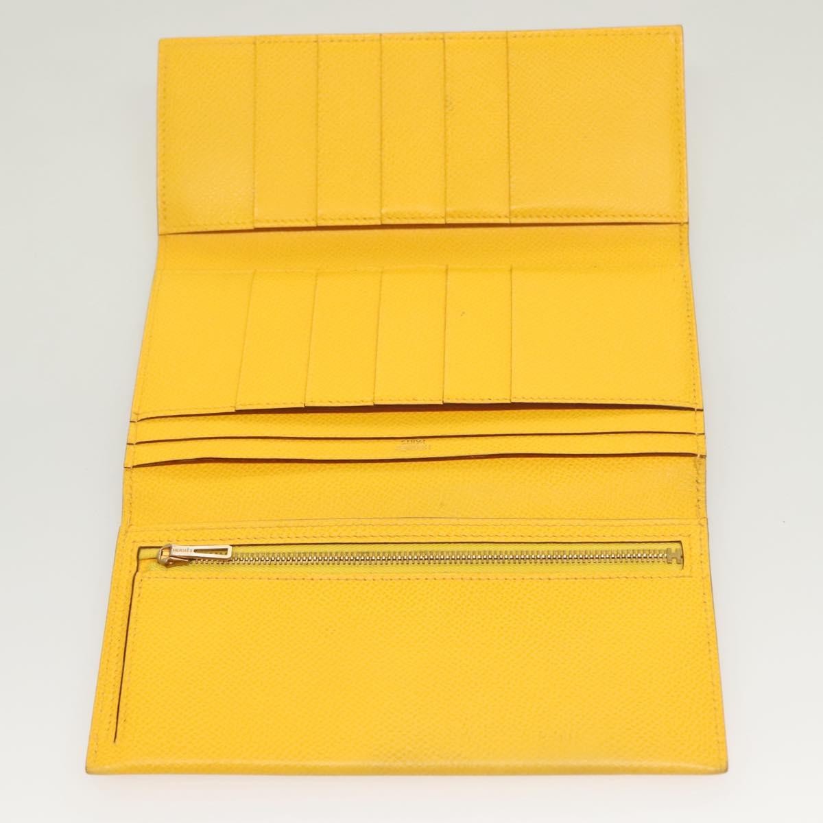 Hermes Bearn Wallet Epsom Yellow Leather Wallets Accessory (Pre-Loved)