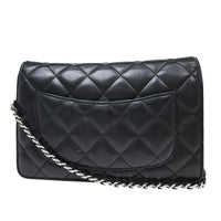 Chanel Wallet On Chain Quilted Lambskin Black Leather Wallets Accessory (Pre-Loved)