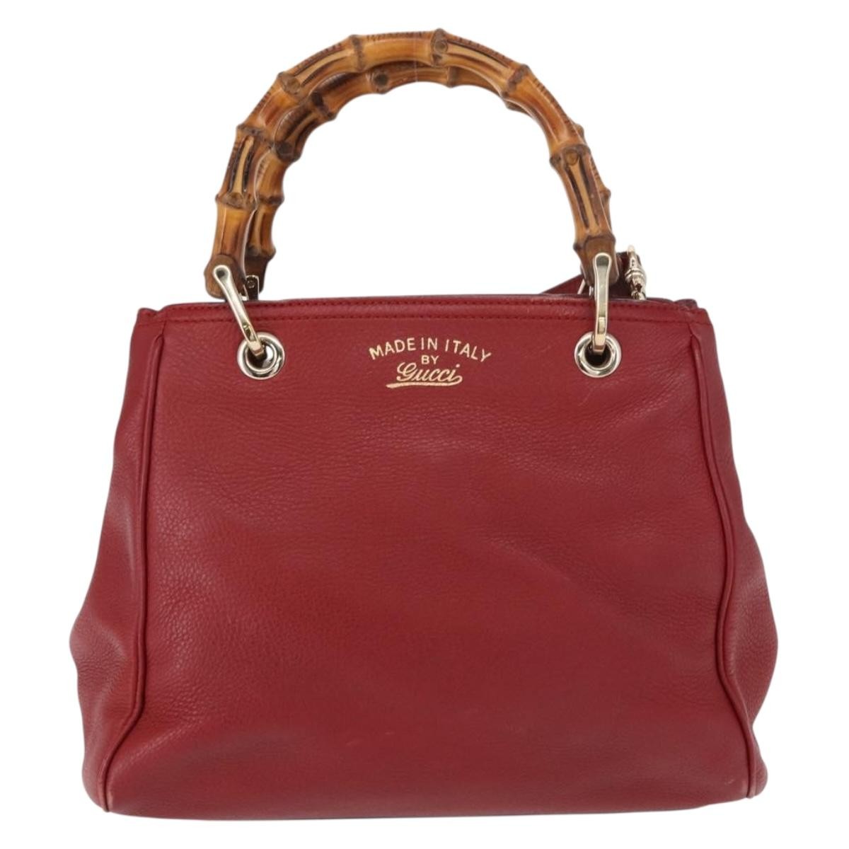 Gucci Bamboo Shopper Tote Leather Red Leather Tote Bag Bag (Authentic Pre-Loved)