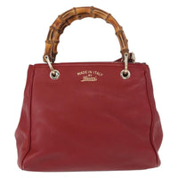 Gucci Bamboo Shopper Tote Leather Red Leather Tote Bag Bag (Authentic Pre-Loved)