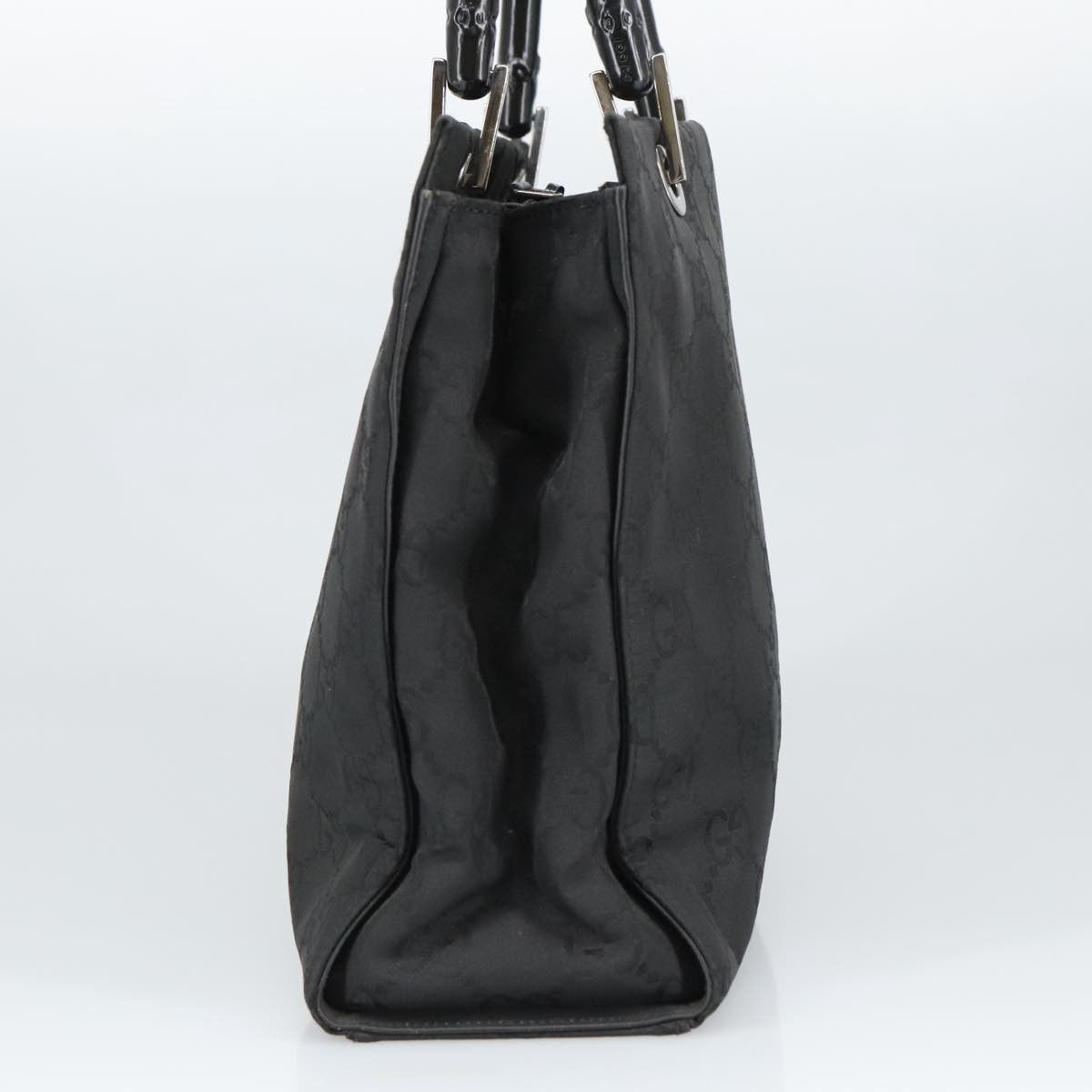 Gucci Vintage Bamboo Handle Tote Gg Nylon Black Nylon Tote Bag Bag (Pre-Loved)