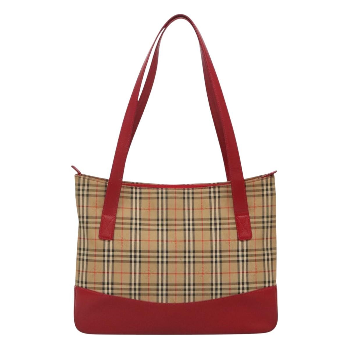 Burberry Nova Check Tote Canvas And Leather Beige Canvas Tote Bag Bag (Pre-Loved)