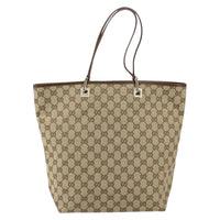 Gucci Vintage Bucket Shopping Tote Gg Canvas Beige Canvas Tote Bag Bag (Authentic Pre-Loved)