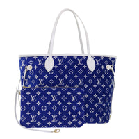 Louis Vuitton Neverfull Nm Tote Lv Match Monogram Jacquard Velvet Blue Velvet Tote Bag Bag (Authentic Pre-Loved)