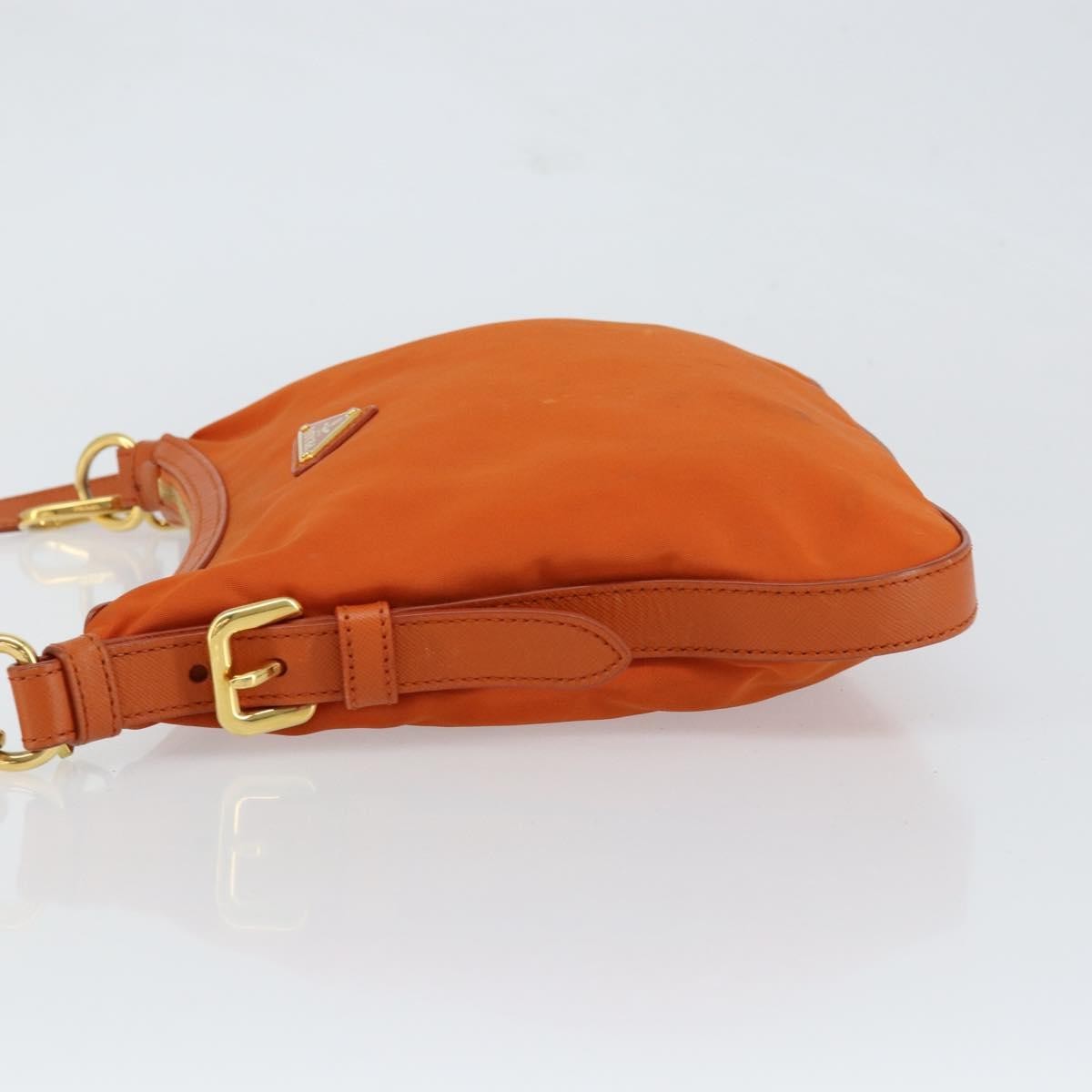 Prada Flat Messenger Tessuto With Leather Orange Nylon Shoulder Bag Bag (Authentic Pre-Loved)