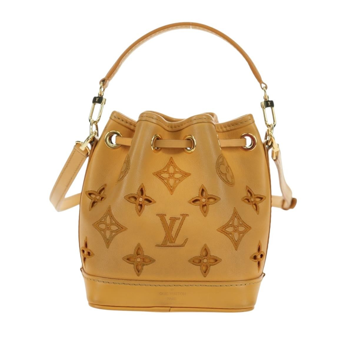 Louis Vuitton Noe Nm Handbag Perforated And Embroidered Monogram Leather Yellow Leather Shoulder Bag Bag (Pre-Loved)
