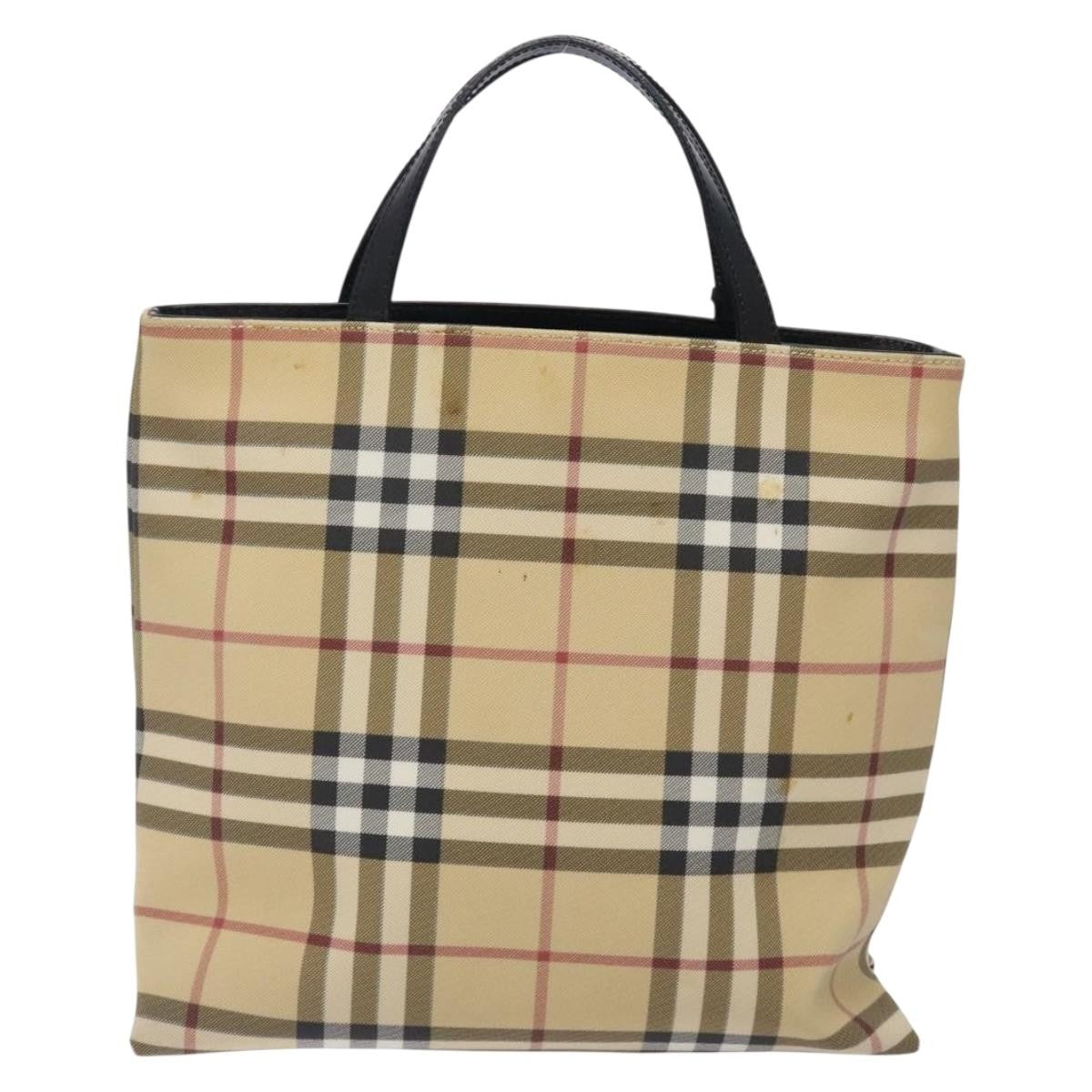 Burberry Nova Check Tote Canvas Check Pattern Beige Canvas Tote Bag Bag (Pre-Loved)