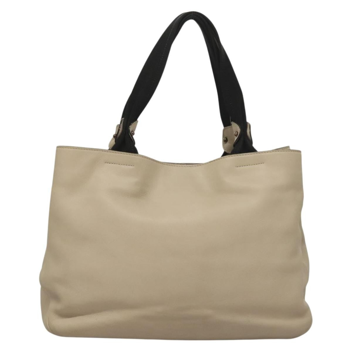 Salvatore Ferragamo Vara Bow Tote Leather Beige Leather Tote Bag Bag (Authentic Pre-Loved)