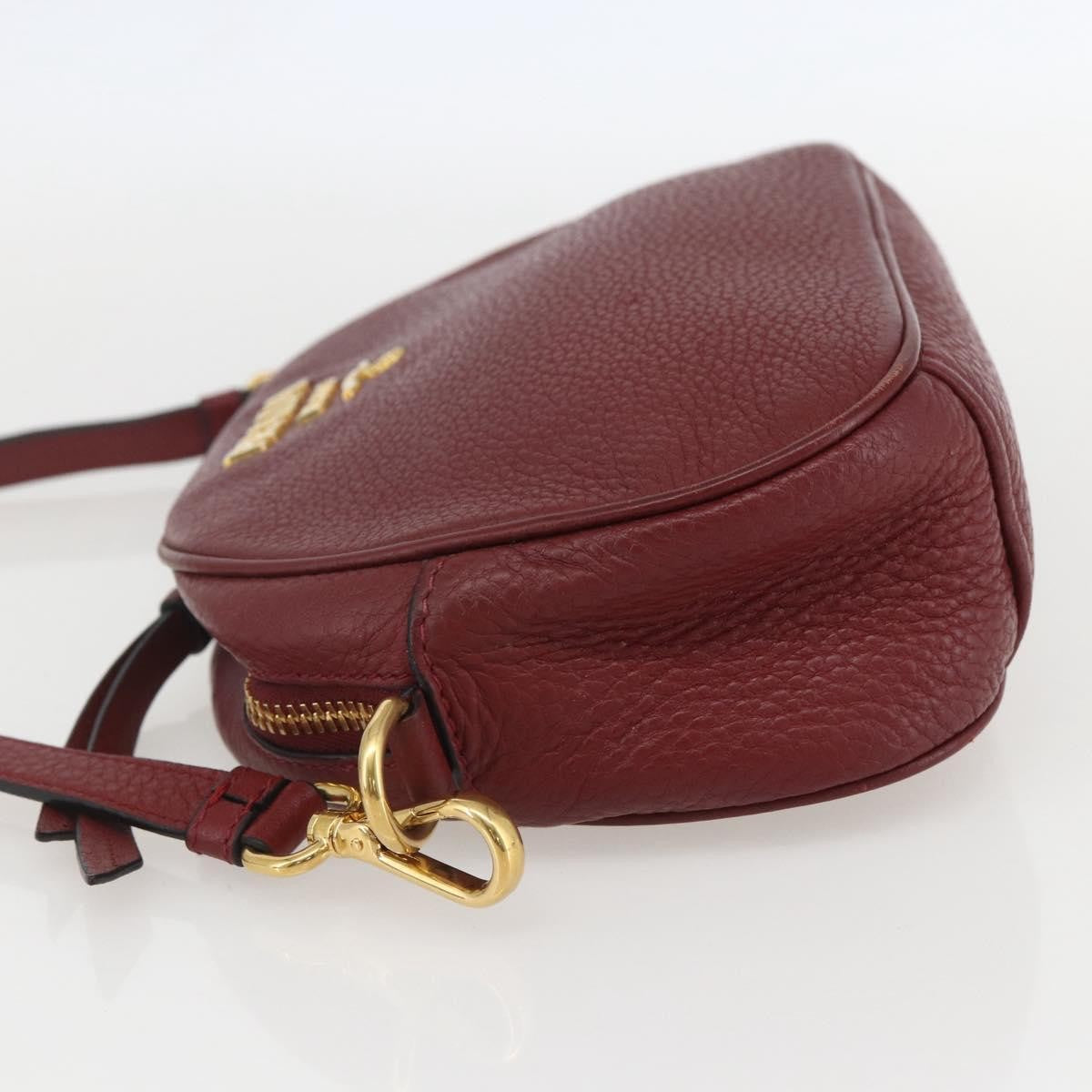 Prada Dual Strap Crossbody Bag Vitello Daino Burgundy Leather Shoulder Bag Bag (Pre-Loved)