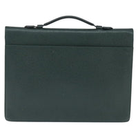 Louis Vuitton Serviette Kourad Briefcase Taiga Leather Green Leather Briefcase Bag (Authentic Pre-Loved)