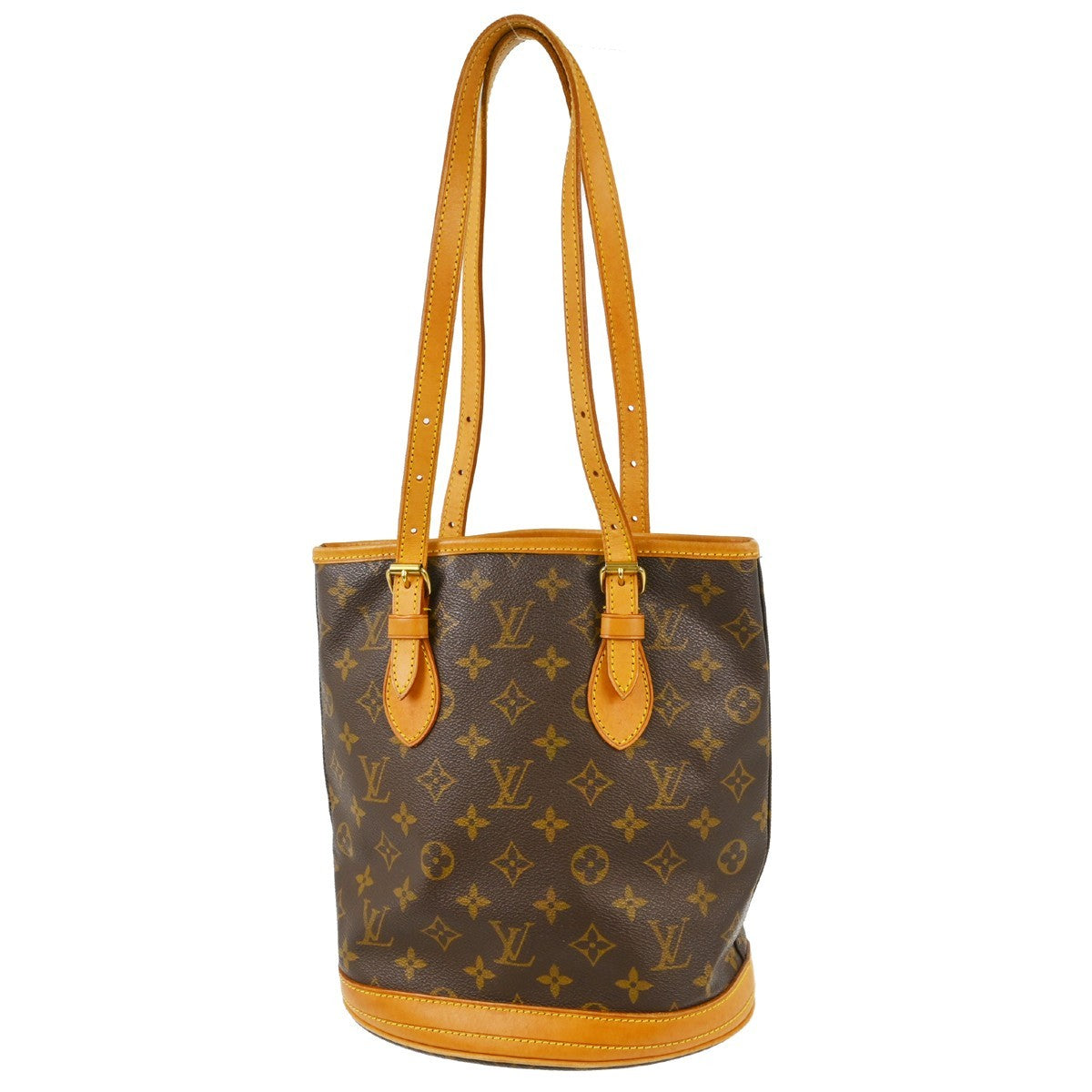 Louis Vuitton Petit Bucket Bag Monogram Canvas Brown Canvas Shoulder Bag Bag (Authentic Pre-Loved)