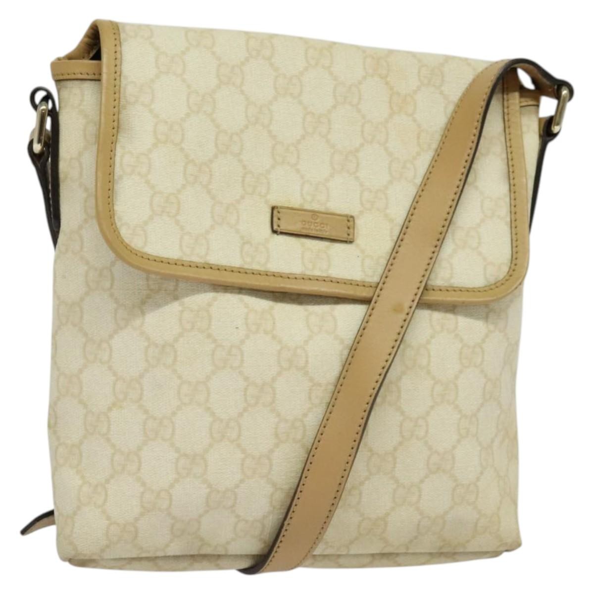 Gucci Flap Messenger Gg Coated Canvas Beige Pvc Shoulder Bag Bag (Authentic Pre-Loved)