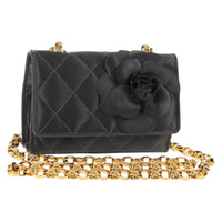 Chanel Vintage Camellia Flap Bag Satin Gray Satin Clutche & Pouche Bag (Pre-Loved)