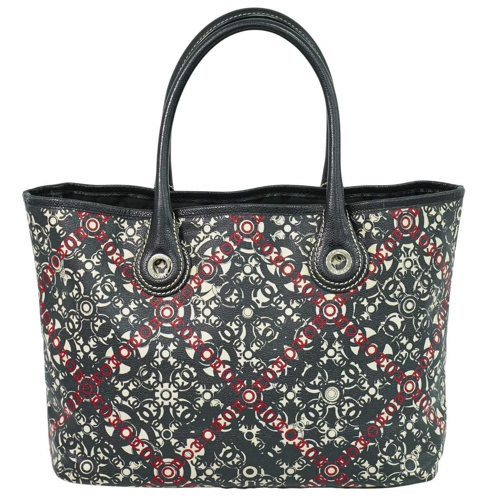 Chanel Optic Coco Tote Printed Coated Canvas With Caviar Multicolour Canvas Tote Bag Bag (Authentic Pre-Loved)