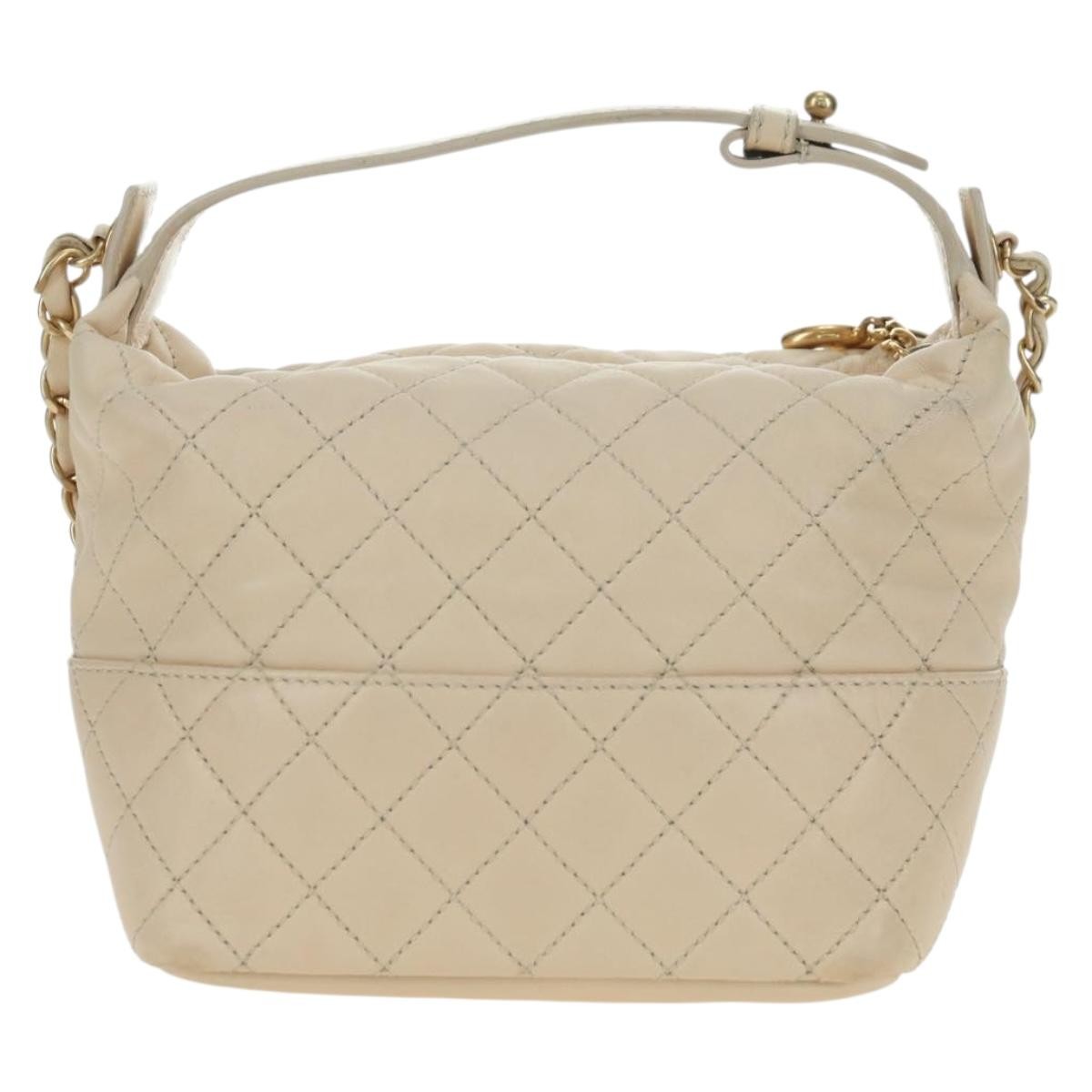 Chanel Cc Charm Zip Hobo Quilted Lambskin Beige Leather Shoulder Bag Bag (Pre-Loved)