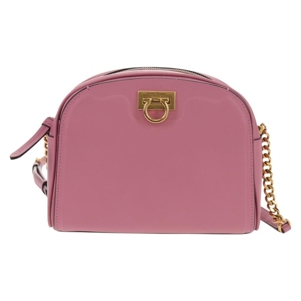 Salvatore Ferragamo Gancini Shoulder Bag Leather Pink Leather Shoulder Bag Bag (Authentic Pre-Loved)