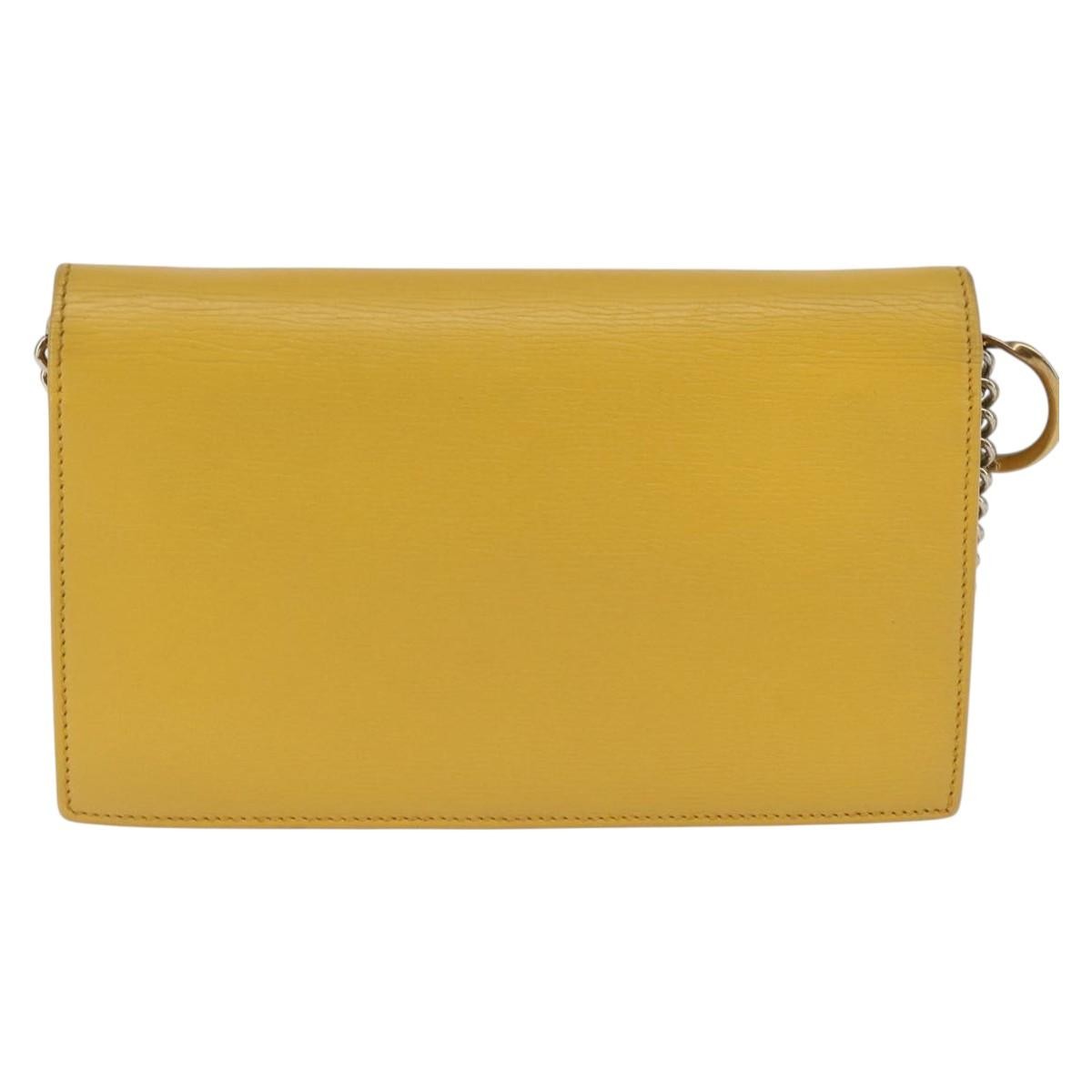 Gucci Betty Chain Wallet Leather Yellow Leather Clutche & Pouche Bag (Authentic Pre-Loved)