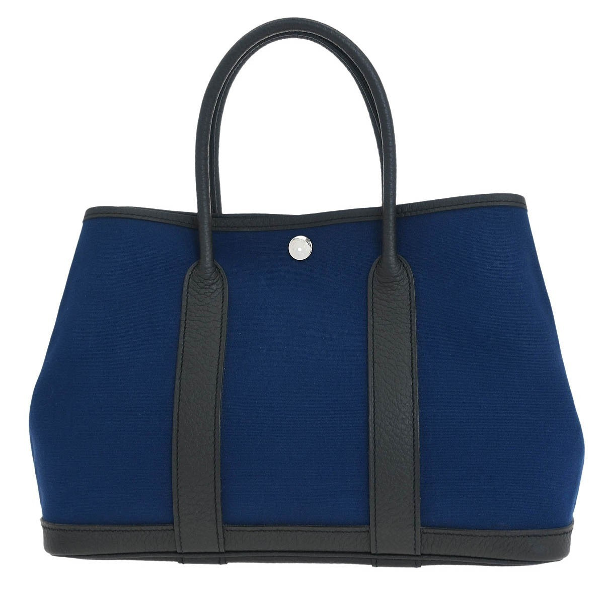 Hermes Garden Party Tote Toile And Leather Navy Canvas Tote Bag Bag (Authentic Pre-Loved)