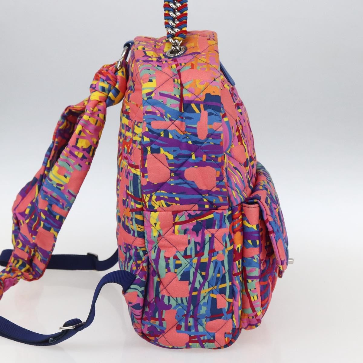 Chanel Cc Pocket Backpack Quilted Printed Foulard Multicolour Nylon Backpack Bag (Authentic Pre-Loved)