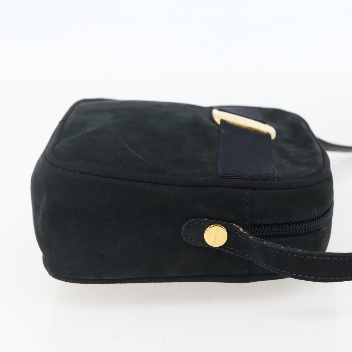 Salvatore Ferragamo Vala Shoulder Bag Suede Navy Suede Shoulder Bag Bag (Pre-Loved)