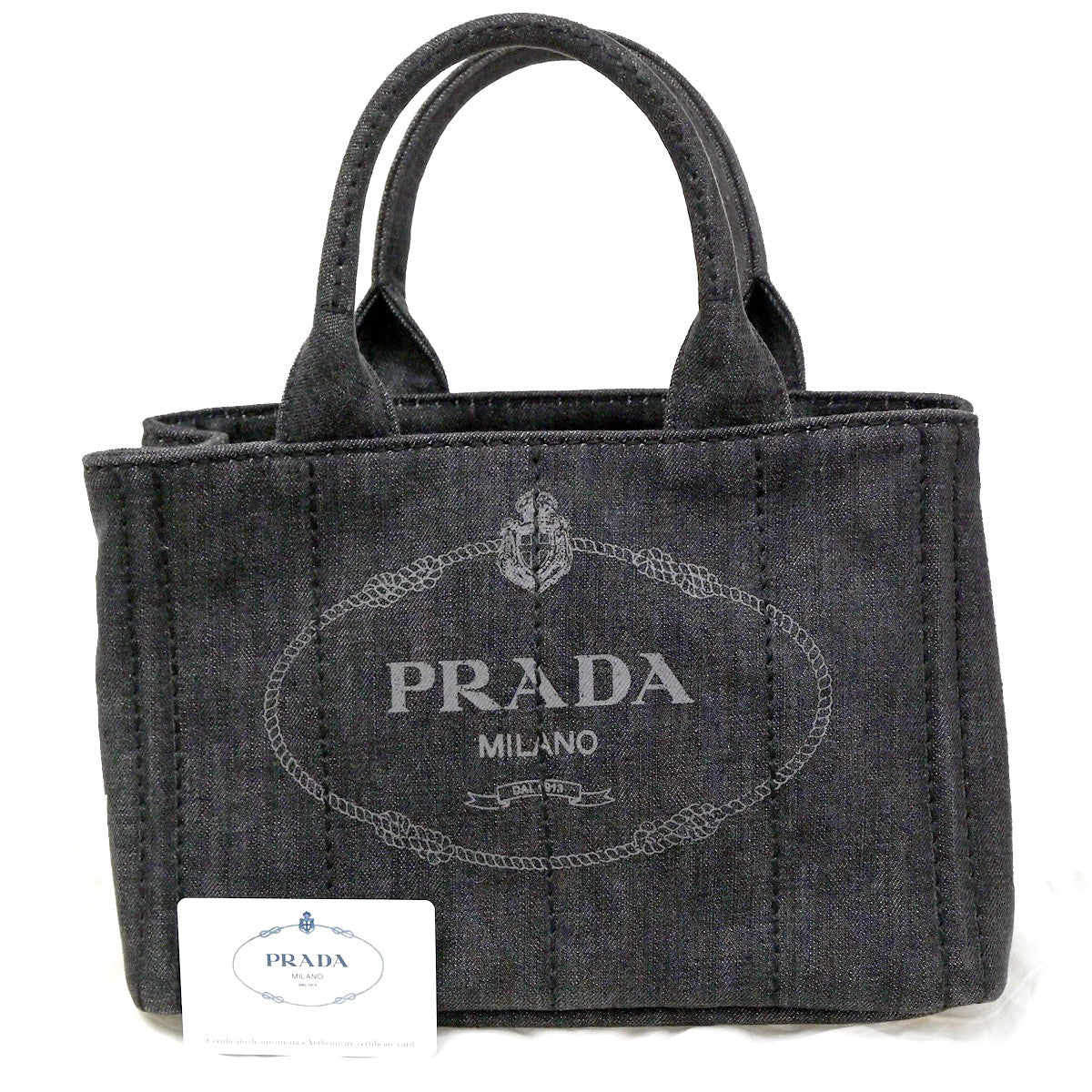 Prada Canapa Convertible Tote Denim Black Denim_Jeans Tote Bag Bag (Pre-Loved)
