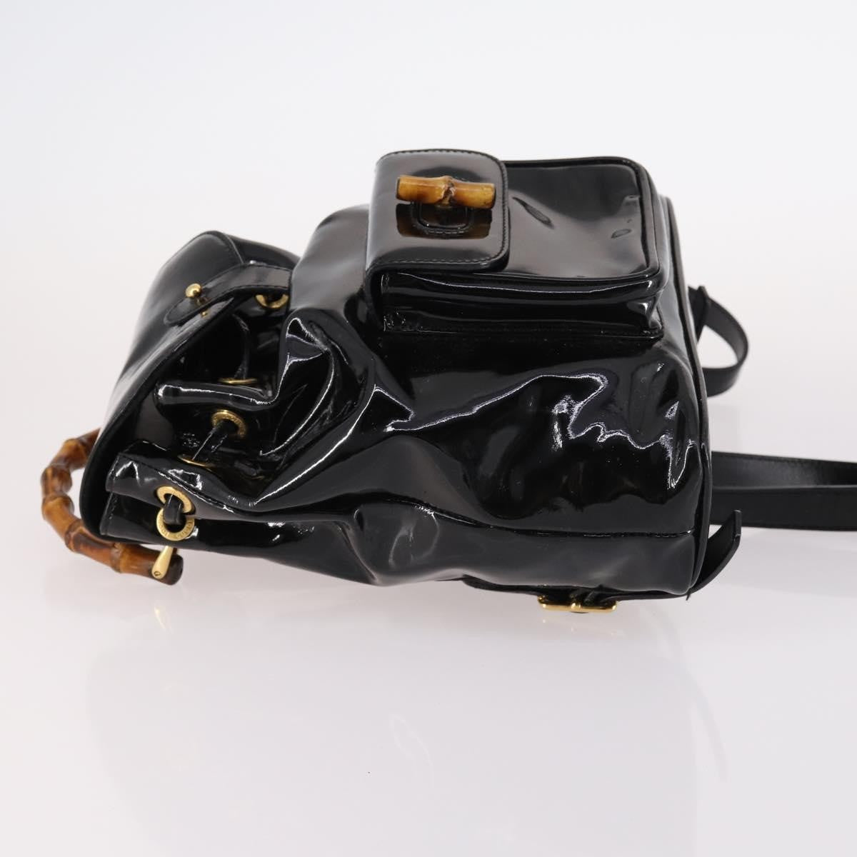 Gucci Vintage Bamboo Backpack Patent Black Patent_Leather Backpack Bag – Bluefly