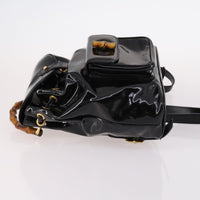 Gucci Vintage Bamboo Backpack Patent Black Patent_Leather Backpack Bag (Authentic Pre-Loved)