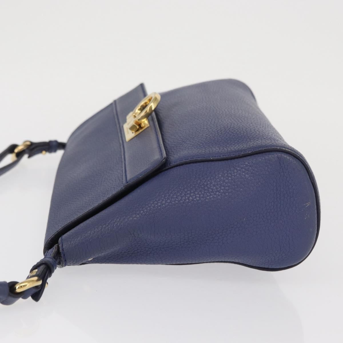Salvatore Ferragamo Abbey Shoulder Bag Leather Navy Leather Shoulder Bag Bag (Authentic Pre-Loved)