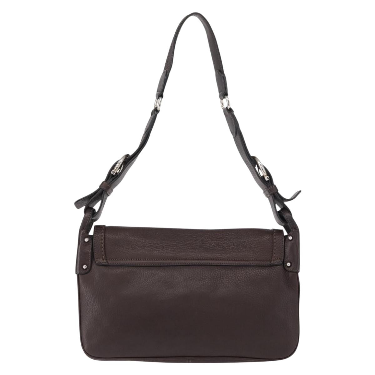 Salvatore Ferragamo Gancini Shoulder Bag Leather Brown Leather Shoulder Bag Bag (Authentic Pre-Loved)