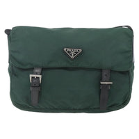 Prada Double Buckle Flap Messenger Bag Tessuto Green Nylon Shoulder Bag Bag (Authentic Pre-Loved)