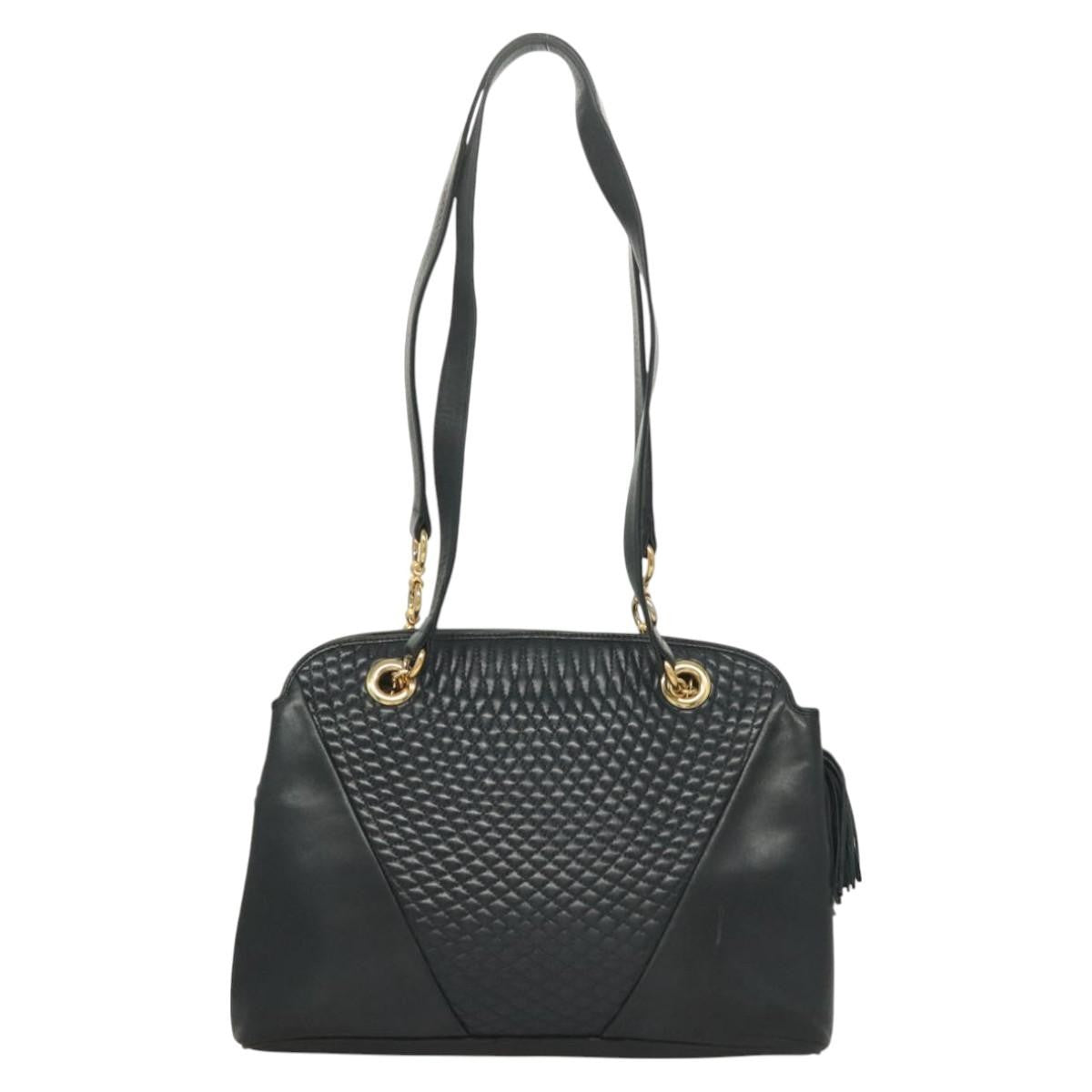 Bally Vintage Shoulder Bag Quilted Leather Black Leather Handbag (Pre-Loved)