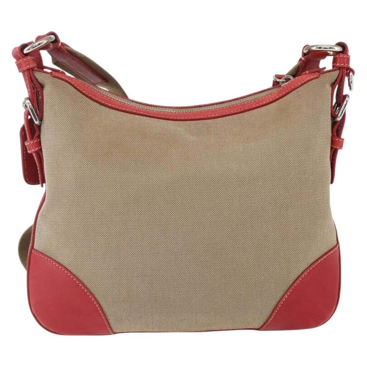 Prada Logo Zip Crossbody Bag Canvas Beige Canvas Shoulder Bag Bag (Authentic Pre-Loved)
