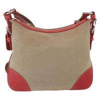 Prada Logo Zip Crossbody Bag Canvas Beige Canvas Shoulder Bag Bag (Authentic Pre-Loved)