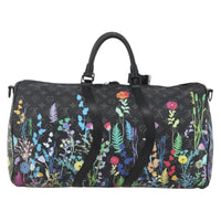 Louis Vuitton Keepall Bandouliere Bag Limited Edition Foliage Monogram Eclipse Black Canvas Travel Bag Bag (Pre-Loved)