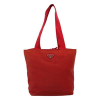 Prada Vintage Zip Tote Tessuto Red Nylon Tote Bag Bag (Authentic Pre-Loved)