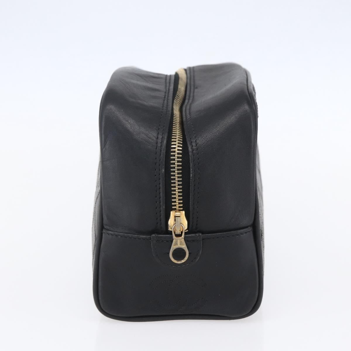 Chanel Vintage Toiletry Pouch Leather Black Patent_Leather Clutche & Pouche Bag (Authentic Pre-Loved)