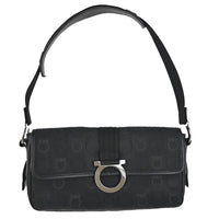 Salvatore Ferragamo Gancini Shoulder Bag Canvas Black Canvas Shoulder Bag Bag (Pre-Loved)