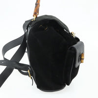 Gucci Vintage Bamboo Backpack Suede Black Suede Backpack Bag (Authentic Pre-Loved)