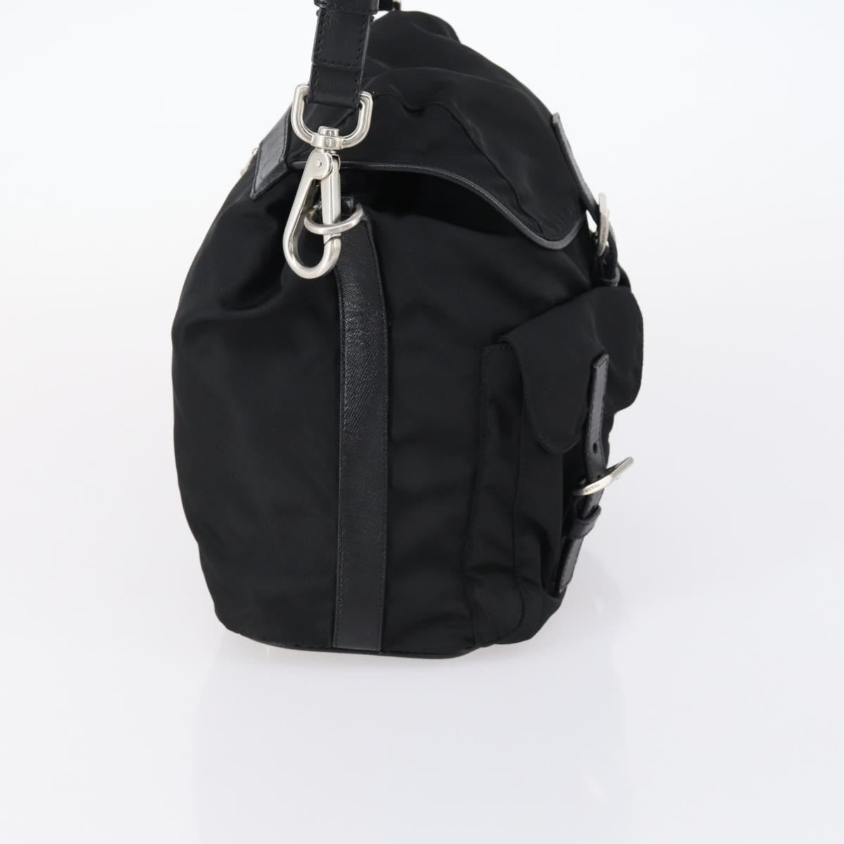 Prada Double Pocket Shoulder Bag Tessuto Black Nylon Shoulder Bag Bag (Authentic Pre-Loved)