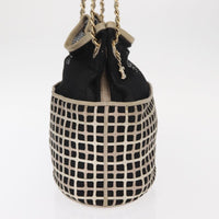 Chanel Chain Bucket Bag Mesh And Leather Black Leather Shoulder Bag Bag (Pre-Loved)