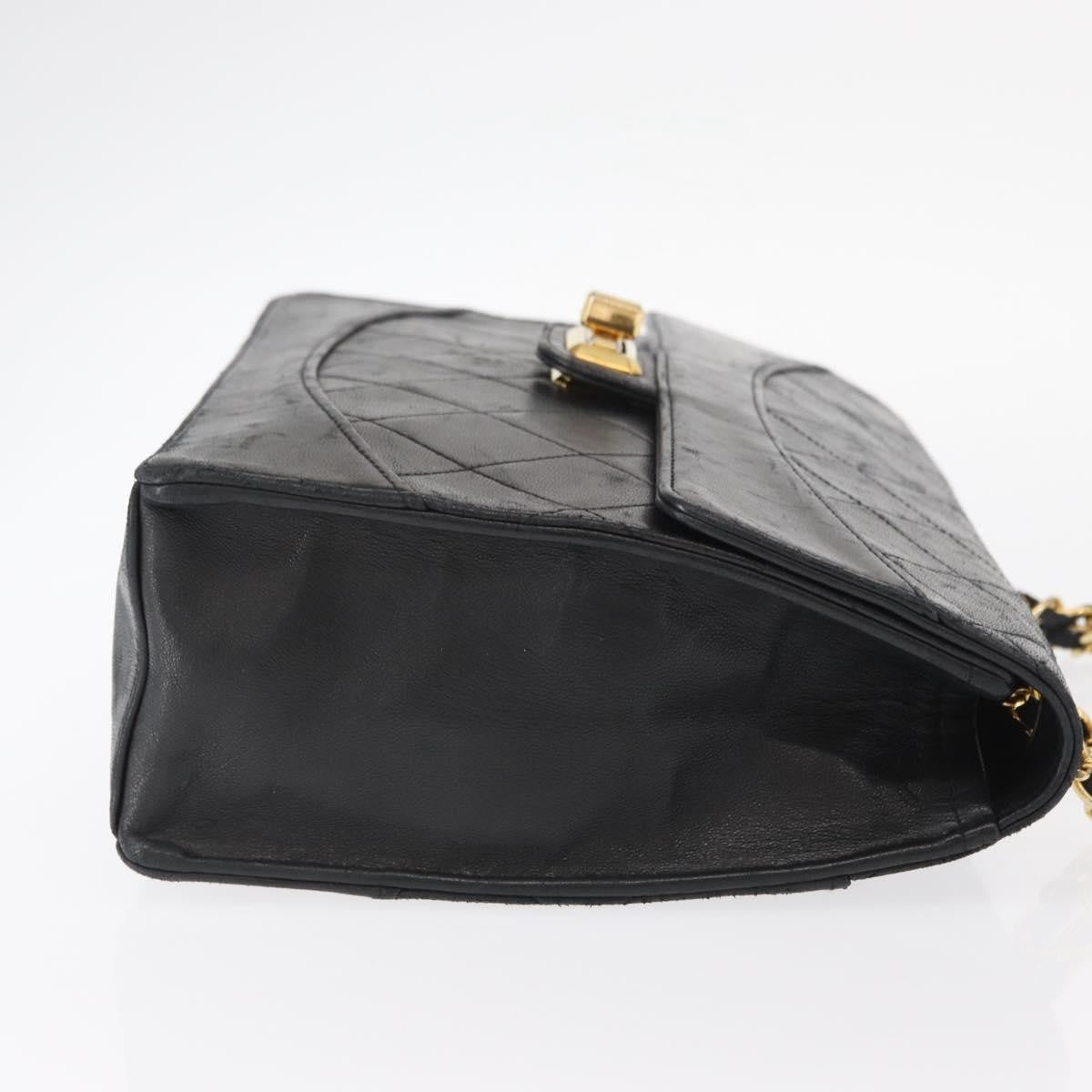 Chanel Vintage Mademoiselle Lock Trapezoid Flap Bag Quilted Lambskin Black Leather Shoulder Bag Bag (Authentic Pre-Loved)