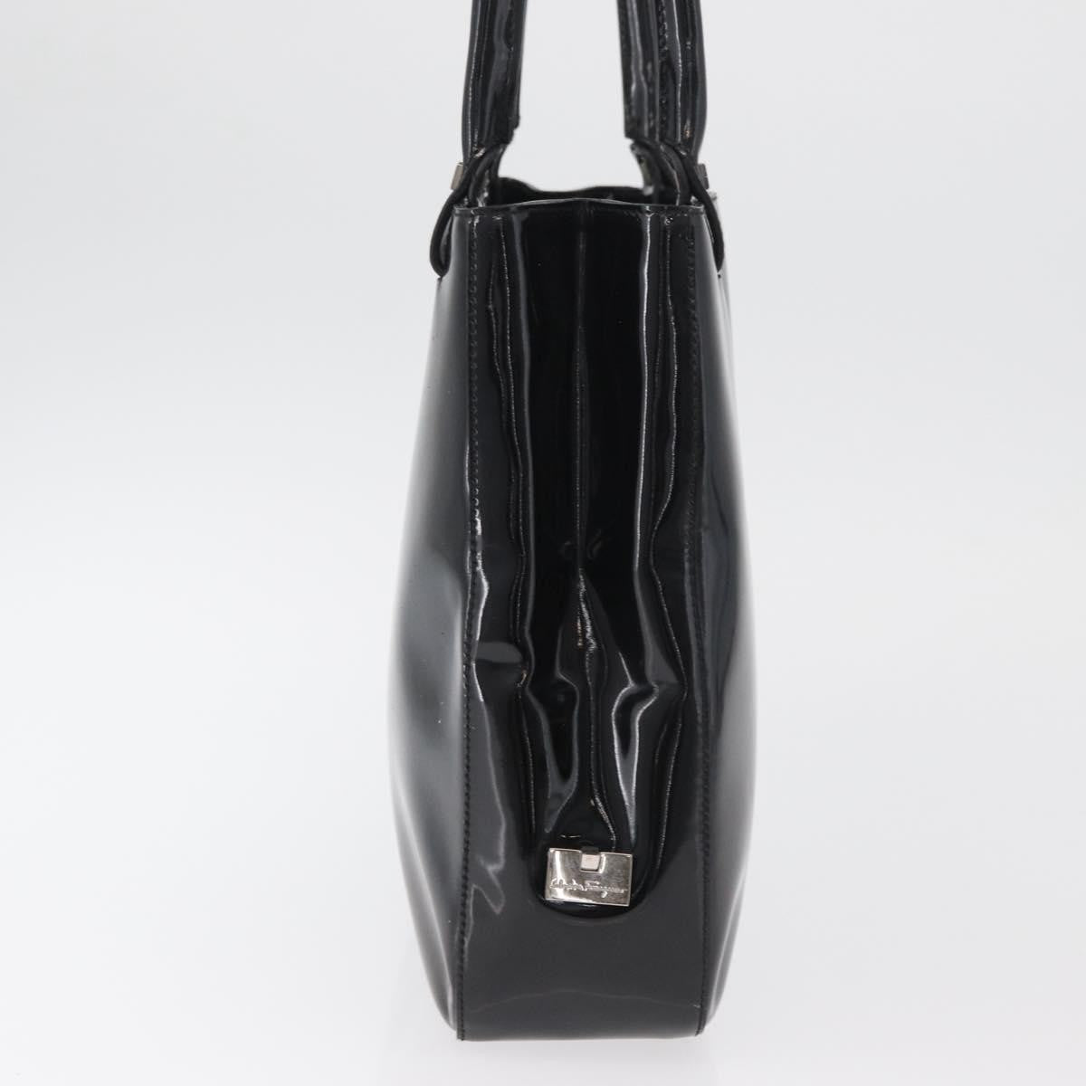 Salvatore Ferragamo Vintage Tote Bag Patent Leather Black Patent_Leather Tote Bag Bag (Pre-Loved)