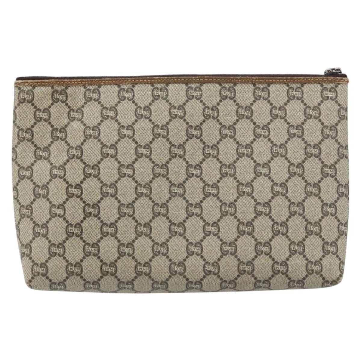 Gucci Zip Pouch Gg Canvas Beige Canvas Clutche & Pouche Bag (Authentic Pre-Loved)